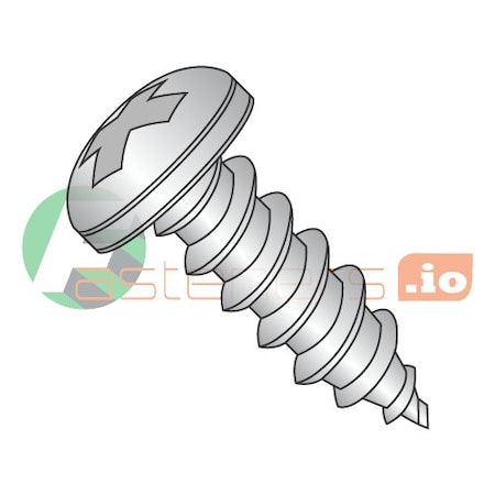 Self-Drilling Screw, #14 x 1 in, 18-8 Stainless Steel Pan Head Phillips Drive, 1000 PK